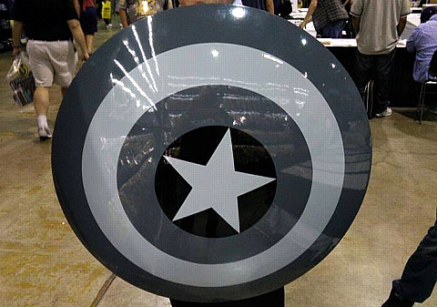 Extremely rare "grayscale" Captain America Shield - by Fyberdyne Laboratories. Only a handful of these have been created and <b>none</b> of them will be available for sale other than the one (and only one) that is being auctioned at the inConJunction charity auction.