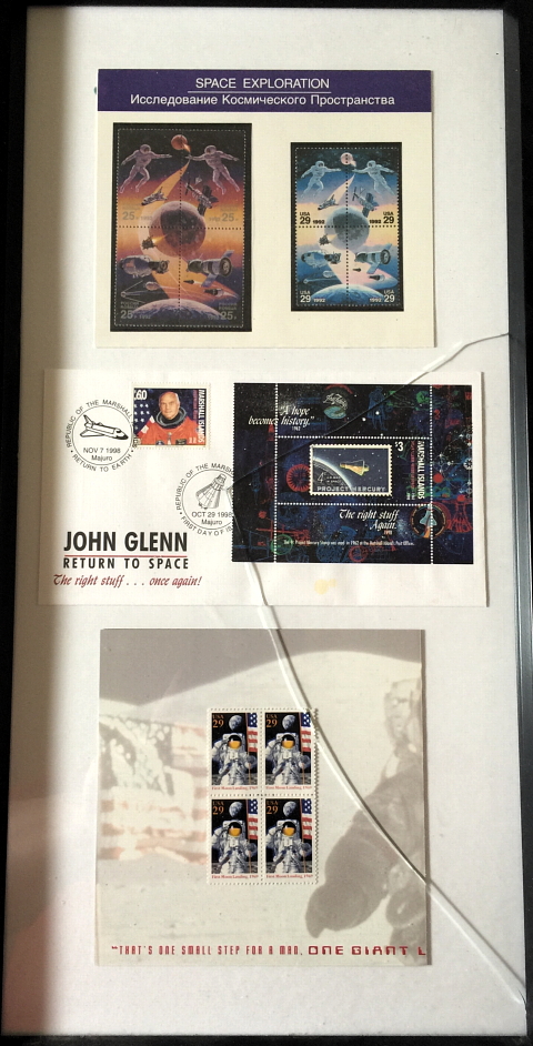 Framed print "John Glenn Return to Space Stamp Collection"