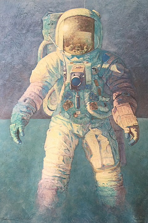 Framed and numbered print "That's How It Felt To Walk On The Moon" (214 of 850) by Alan Bean